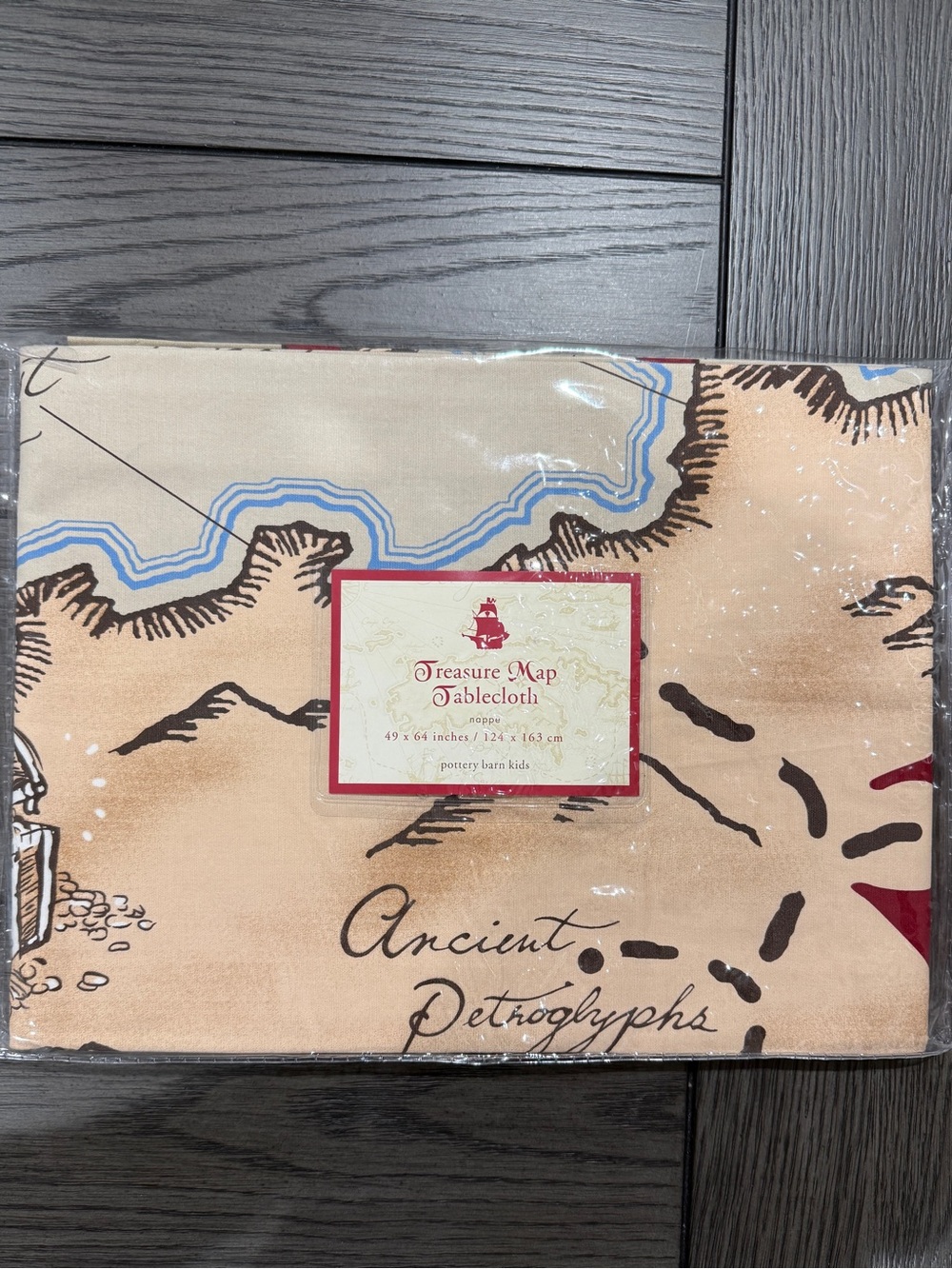 NEW Pottery Barn Kids Treasure Map Tablecloth 49x64 Pirates Birthday Party Theme